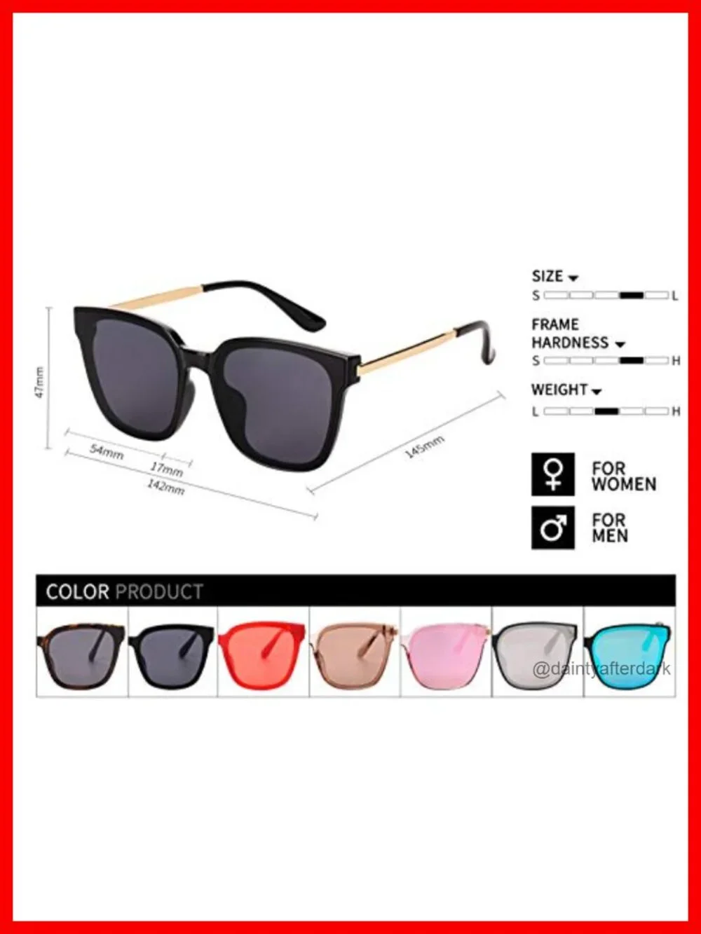 Oversized Square Sunglasses Unisex UV400 Protection Mirrored Lens